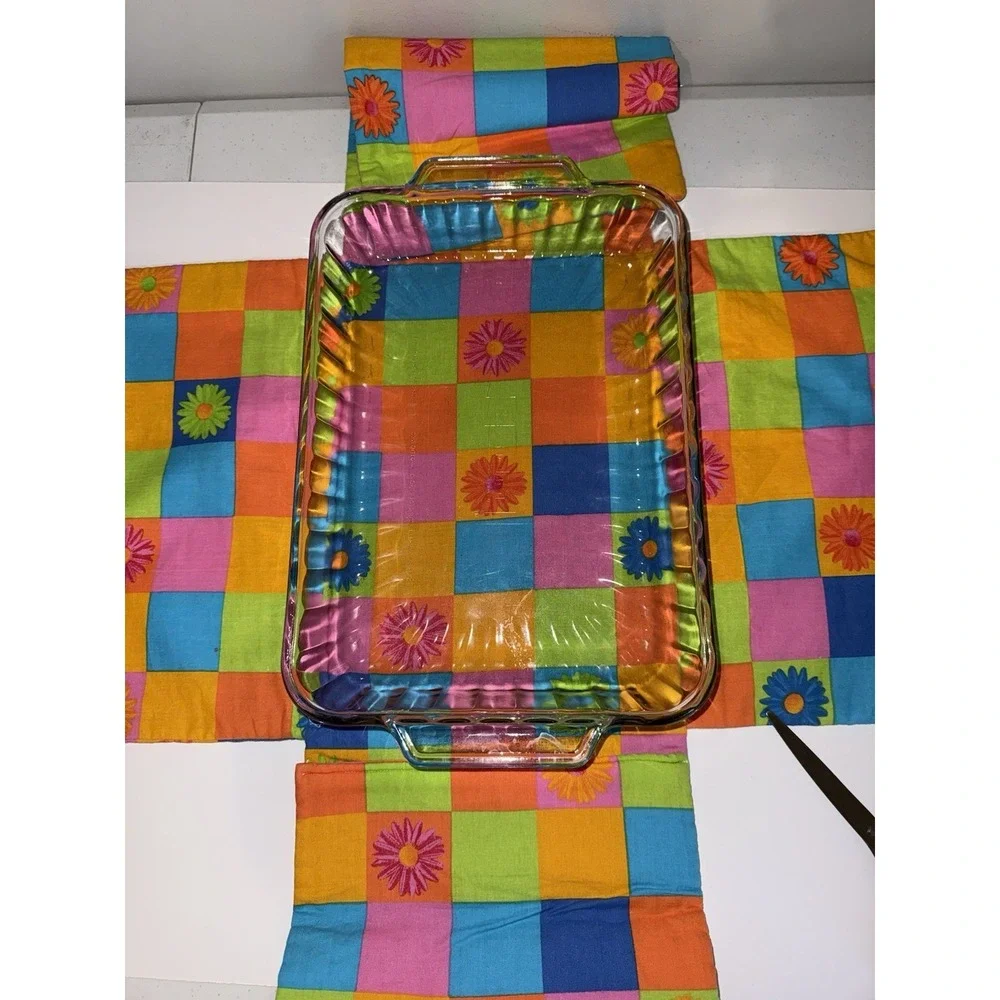 Adorable Handmade Fabric Casserole Dish Holder/Carrier Cute Patch Print!